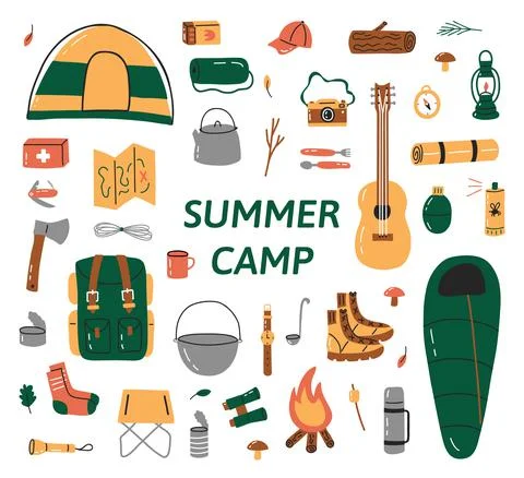 Summer camp tools Stock Illustration