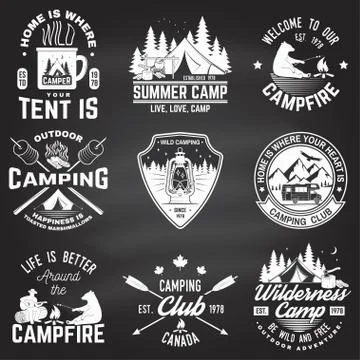 Summer camp. Vector on the chalkboard. Concept for shirt or patch, print, stamp 库存插图
