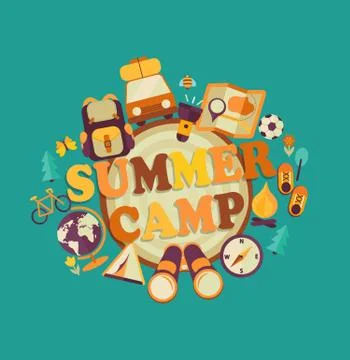 Summer camp, vector. Stock Illustration