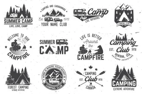 Summer camp. Vector illustration. Concept for shirt or logo, print, stamp or tee Stock Illustration