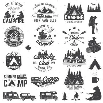 Summer camp. Vector illustration. Concept for shirt or logo, print, stamp or tee Illustrazione stock