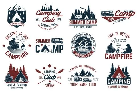 Summer camp. Vector illustration. Concept for shirt or logo, print, stamp or tee Stock Illustration