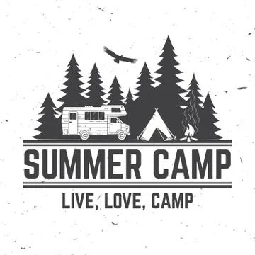 Summer camp. Vector illustration. Concept for shirt or logo, print, stamp or tee Stock Illustration