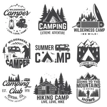 Summer camp. Vector illustration. Concept for shirt or patch, print, stamp Stock Illustration