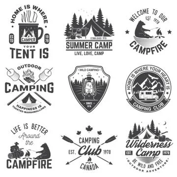 Summer camp. Vector illustration. Concept for shirt or patch, print, stamp Illustrazione stock