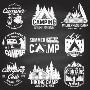 Summer camp. Vector illustration. Concept for shirt or patch, print, stamp Illustrazione stock