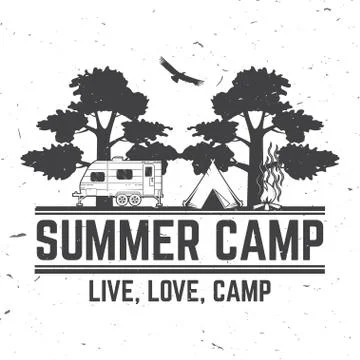 Summer camp. Vector illustration. Concept for shirt or logo, print, stamp or tee Stock Illustration