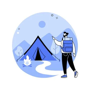 Summer camping abstract concept vector illustration. Stockillustratie