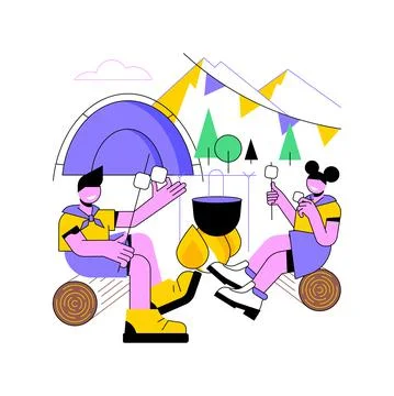 Summer camping abstract concept vector illustration. Stockillustratie