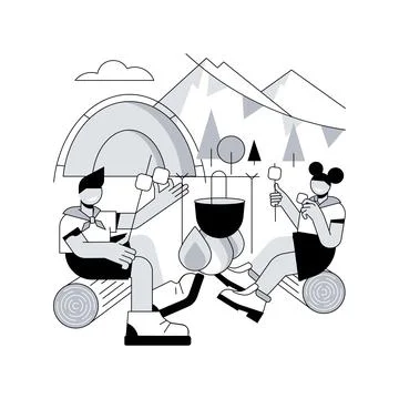 Summer camping abstract concept vector illustration. Stock Illustration