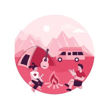 Summer camping abstract concept vector illustration. Illustrazione stock