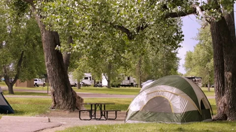Summer camping at Cherry Creek State Park, Colorado. Stock Footage 64256599