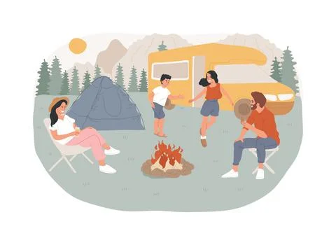 Summer camping isolated concept vector illustration. Ilustración de archivo