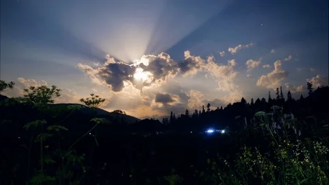 Summer camping in mountain timelapse Climbing, hiking and trekking concept Stock Footage 94367771