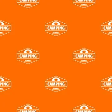 Summer camping pattern vector orange Stock Illustration