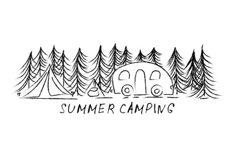Summer camping. vector illustration Stock Illustration