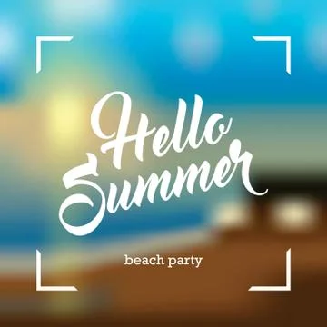 Summer card on blurred background vector illustration. Hello summer Stock Illustration