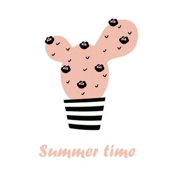 Summer card with cactus Stock Illustration