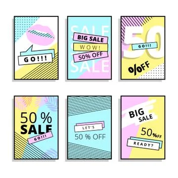 Summer card set. Vector collection of bright summer cards. Beautiful summer Stock Illustration