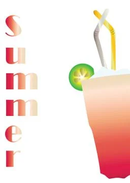 Summer card vector with cocktail drink Stock Illustration