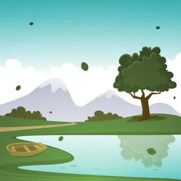 Summer Cartoon Landscape Stock Illustration