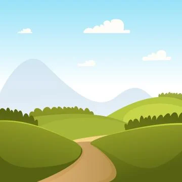 Summer Cartoon Landscape Stock Illustration