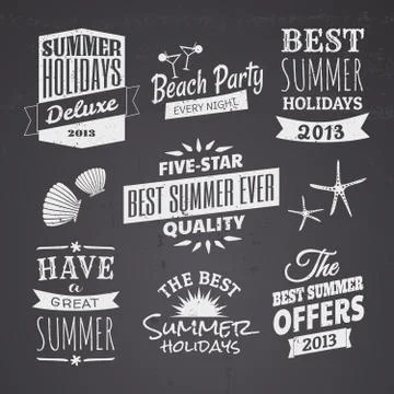 Summer chalkboard designs Stock Illustration