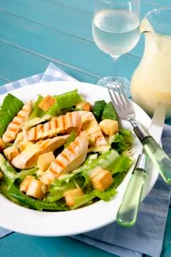 Summer chicken caesar salad Stock Photos