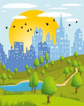 Summer city park Stock Illustration