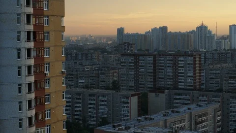 Summer city sunset Stock Footage 96312725