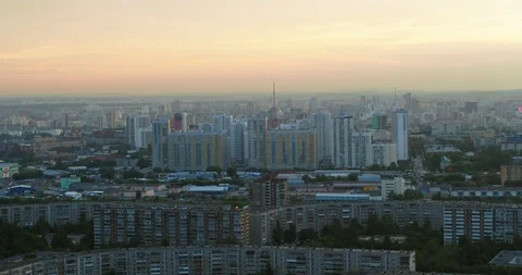 Summer city at sunset Stock-Footage 98082099