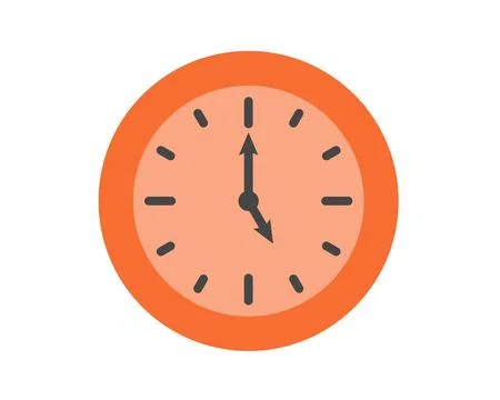 Summer clock icon design with peach or orange. Fruit icons of time. Stock Illustration