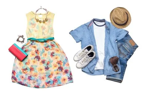 Summer clothes look. Stock Photos
