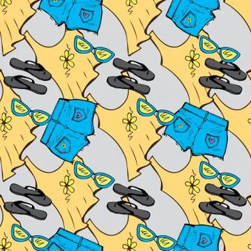 Summer Clothes seamless pattern. Stock Illustration