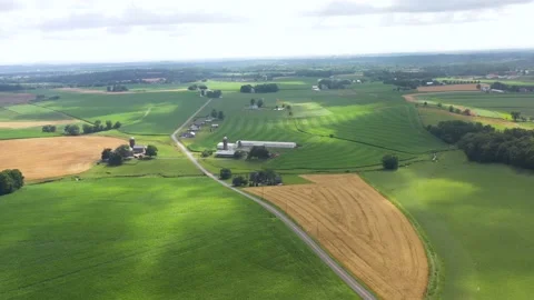 Summer cloud shadows on American farmland in rural America, USA. Aerial Stock Footage 158593353