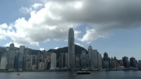 Summer cloud timelapse of Victoria Harbour, Hong Kong - 4k Stock-Footage 283474499