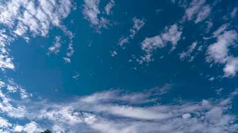 Summer clouds drifting slowly across a bright blue sky in daylight Vídeo Stock 342332485
