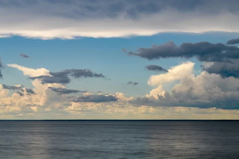 Summer Clouds Ocean Timelapse Stock Footage 204855910