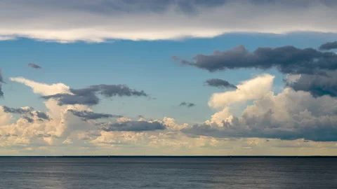 Summer Clouds Ocean Timelapse Stock Footage 204855972
