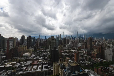 Summer Clouds Storm Front Over Manhattan (3 of 3) Stock Footage 196331081