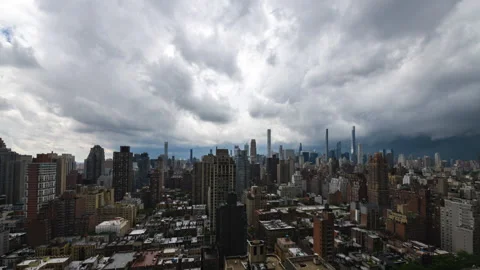 Summer Clouds Storm Front Over Manhattan Cropped (3 of 3) Stock Footage 196331264