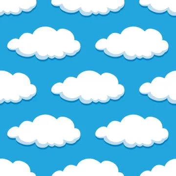 Summer cloudy sky seamless pattern Stock Illustration