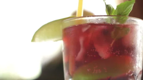 Summer cocktail with lime Stock Footage 41313393