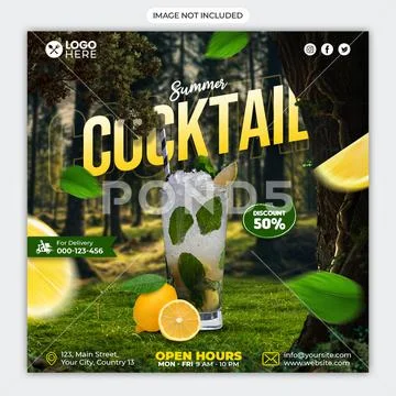 Summer cocktail Modello PSD