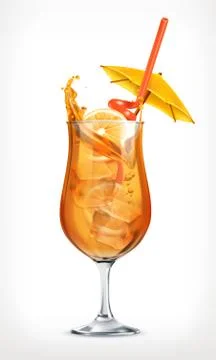 Summer cocktail, vector icon Stock Illustration