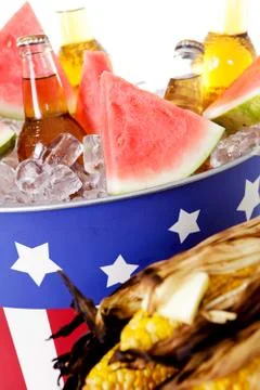 Summer: cold watermelon on ice Stock Photos