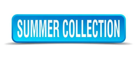 Summer collection blue 3d realistic square isolated button Stock Illustration