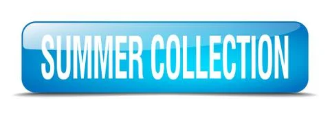 Summer collection blue square 3d realistic isolated web button Stock Illustration