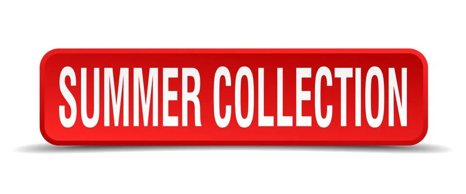 Summer collection red 3d square button isolated on white Stock Illustration