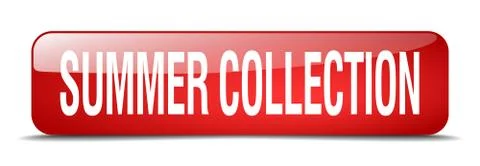 Summer collection red square 3d realistic isolated web button Stock Illustration